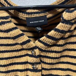 Light Brown Blouse with Black Stripes - Size XXL